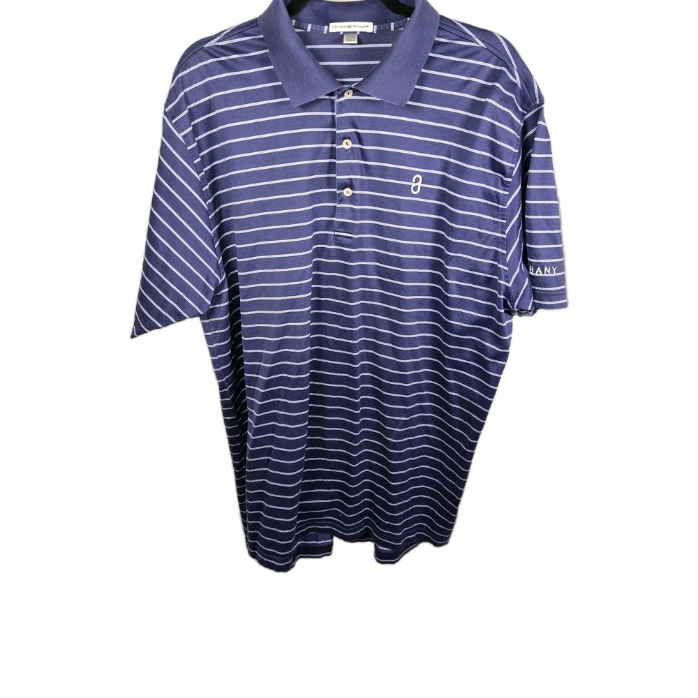 Peter Millar Polo Mens Striped Albany Golf Short Sleeve Shirt Purple XXL